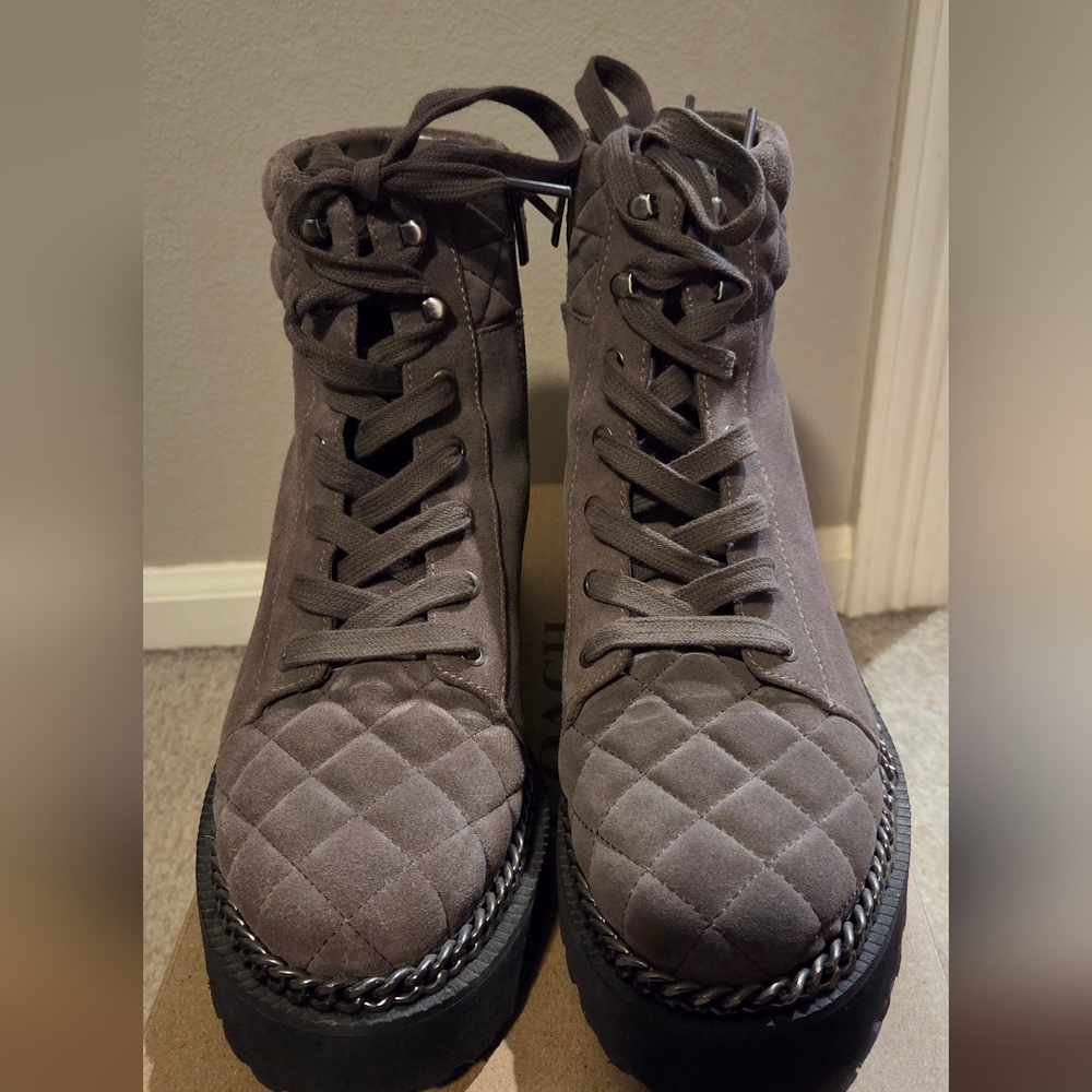 Vince Camuto Gray Combat & Moto Boots